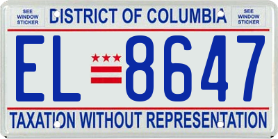 DC license plate EL8647