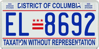 DC license plate EL8692