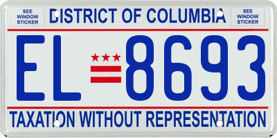 DC license plate EL8693