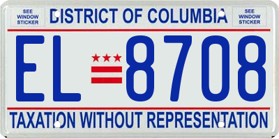 DC license plate EL8708