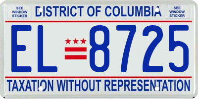 DC license plate EL8725