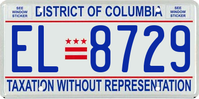 DC license plate EL8729