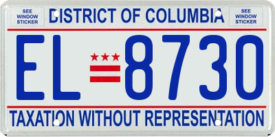 DC license plate EL8730