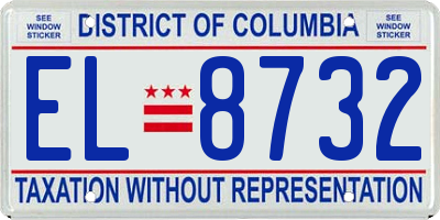 DC license plate EL8732