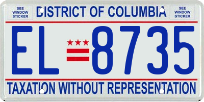 DC license plate EL8735