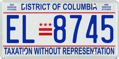 DC license plate EL8745