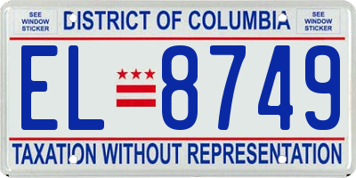 DC license plate EL8749