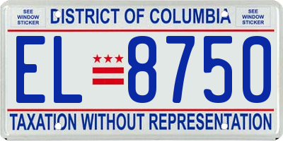 DC license plate EL8750