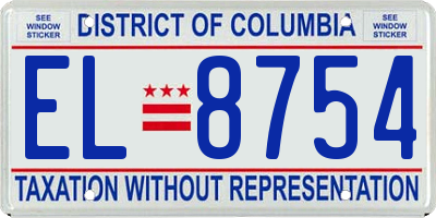DC license plate EL8754