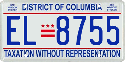 DC license plate EL8755