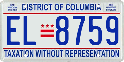 DC license plate EL8759