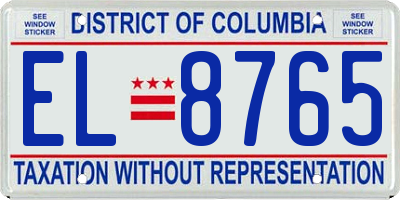 DC license plate EL8765
