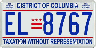 DC license plate EL8767