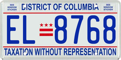 DC license plate EL8768