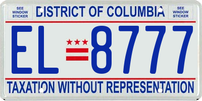 DC license plate EL8777