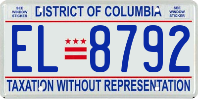 DC license plate EL8792