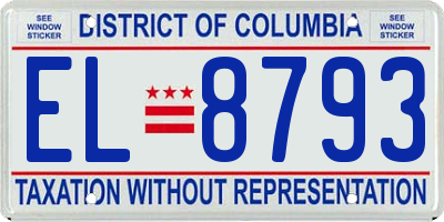 DC license plate EL8793