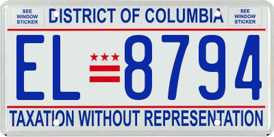 DC license plate EL8794