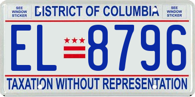 DC license plate EL8796