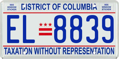 DC license plate EL8839