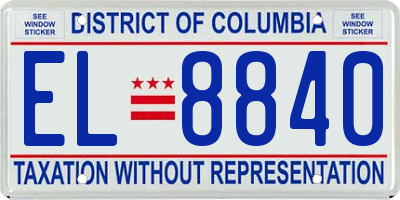 DC license plate EL8840