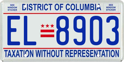 DC license plate EL8903