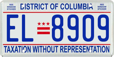 DC license plate EL8909