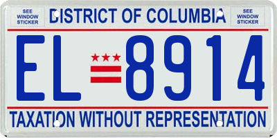 DC license plate EL8914