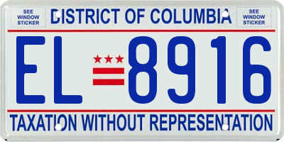 DC license plate EL8916
