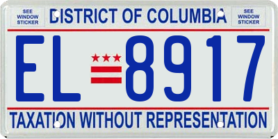 DC license plate EL8917
