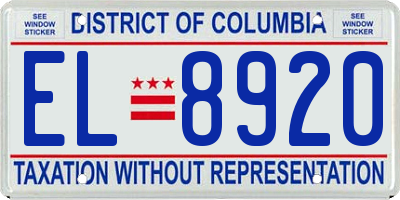 DC license plate EL8920