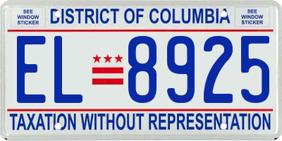 DC license plate EL8925