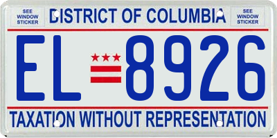 DC license plate EL8926