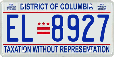 DC license plate EL8927