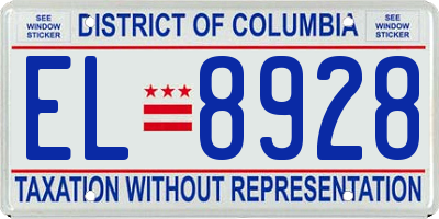 DC license plate EL8928