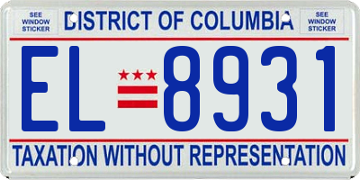 DC license plate EL8931