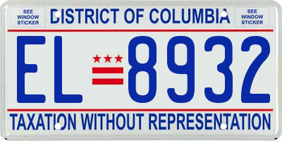 DC license plate EL8932