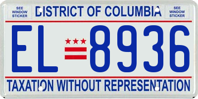 DC license plate EL8936