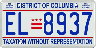 DC license plate EL8937