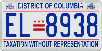 DC license plate EL8938