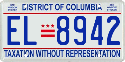 DC license plate EL8942
