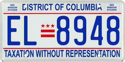 DC license plate EL8948