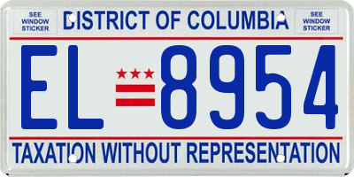 DC license plate EL8954