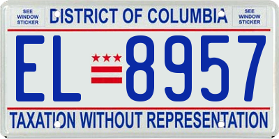 DC license plate EL8957