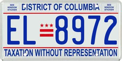 DC license plate EL8972