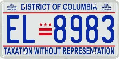 DC license plate EL8983