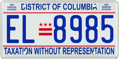DC license plate EL8985