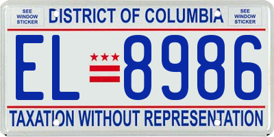 DC license plate EL8986