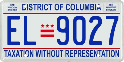 DC license plate EL9027