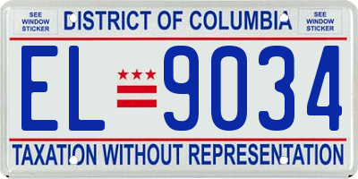 DC license plate EL9034